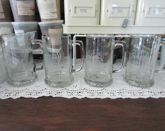 Vintage Set of 4 Nautical Ship Glasses Steins Mugs