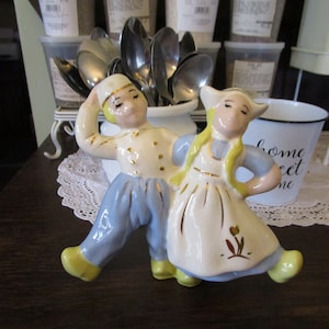 Vintage Pottery Dutch Boy and Dutch Girl Indoors Planter