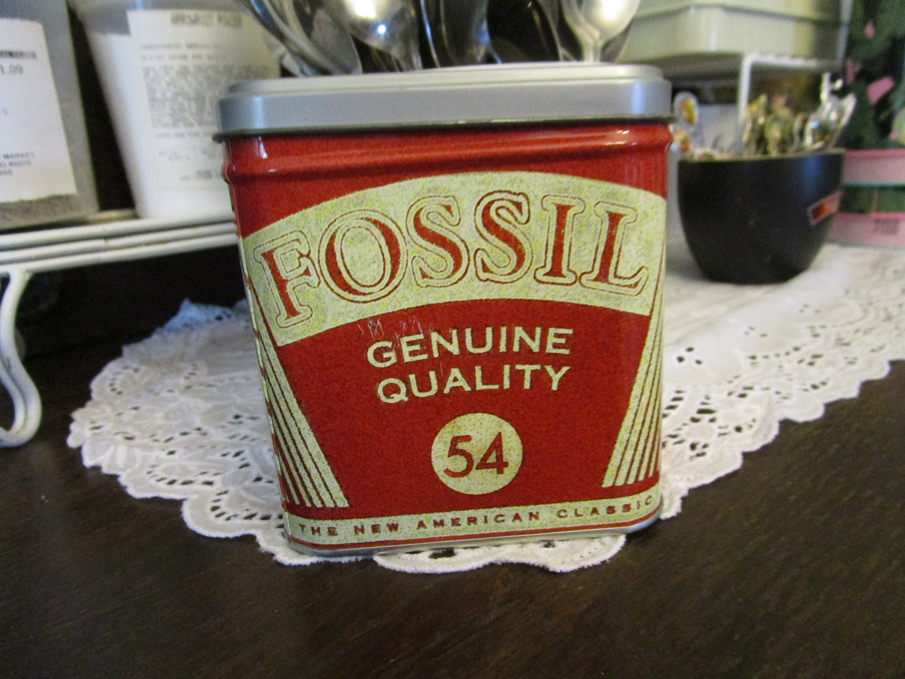 Fossil Empty Metal Tin Boxes: Set of 4