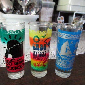 Vintage Lot of 3 Shot Glasses Cabo San Lucas Mexico