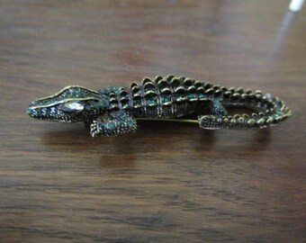 Broche Crocodile En étain Argenté - Agatha Paris - Occasion Comme Neuve