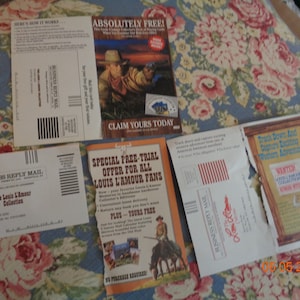 3 Vintage Louis L&#39;Amour Pamphlets advertising books, calendars, playing cards