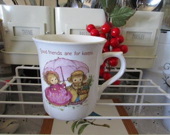 Vintage Mary Hamilton Hallmark Porcelain Mug Good Friends Are For Keeps 2 little girls
