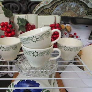 Vintage Scio China Pottery PROVINCIAL Set of 4 tea coffee cups