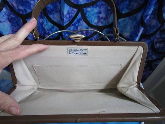 Vintage Womans Brown Handbag Purse Made Expressly… - image 4