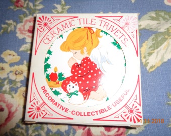 1981 Jasco Box of 2 Christmas Trivets