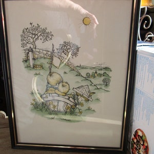 1963 JWA Litho Print Picture of 3 small children in a wooden barrel with a sail and paper hats