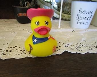Vintage Cute Rubber Duck Ducky Pink Cowgirl Hat on