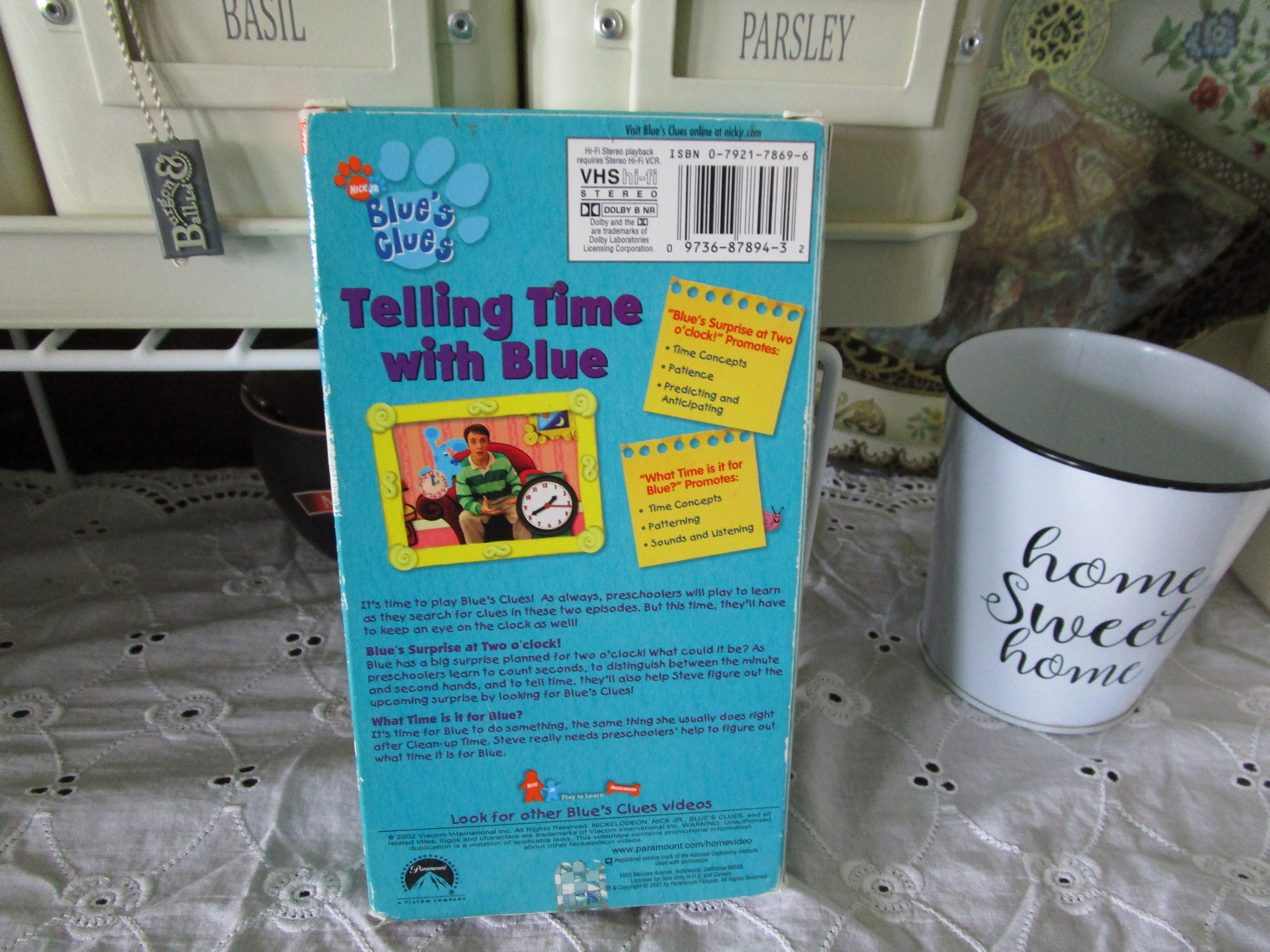 2002 Blues Clues Telling Time With Blue VHS Play Along With