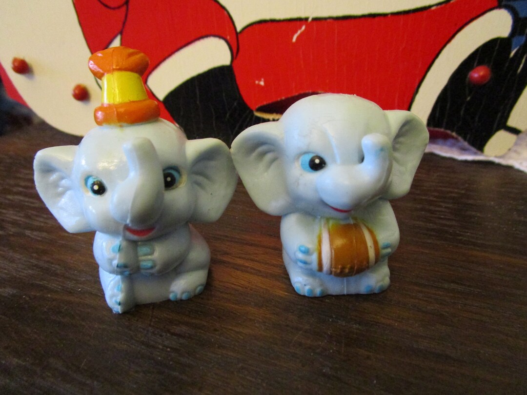1992 Enesco Set of 2 Baby Blue Elephant Figures Etsy