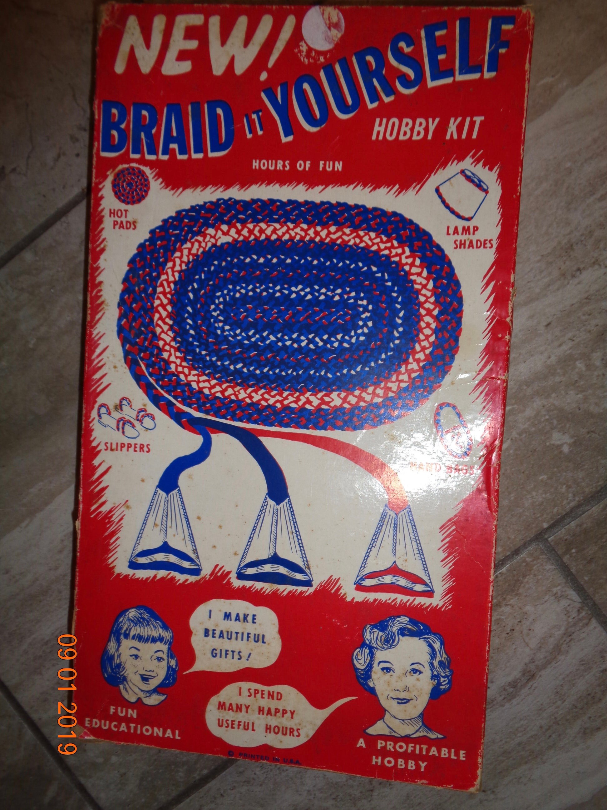 Vintage Braid it Yourself Hobby Kit Metal Accessories Instructions Tools  Crafts