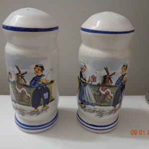 Vintage Ceramic Holland Dutch Windmill Salt Pepper Shakers