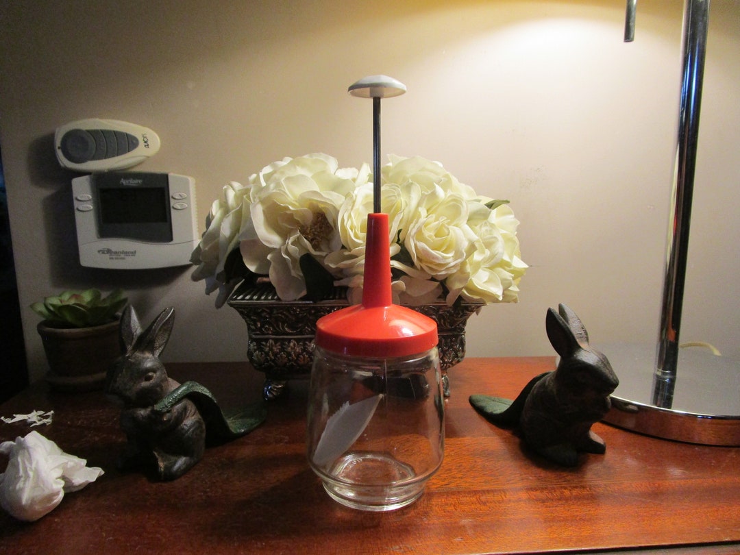 Mid Century Hand Nut Chopper Orange Top Clear Glass Federal Housewares