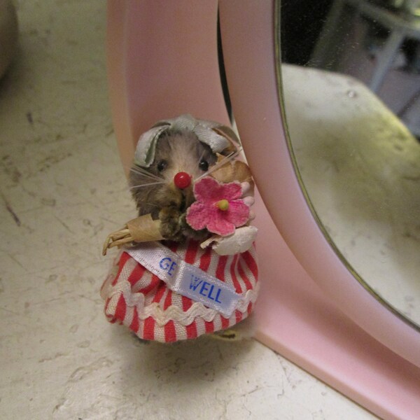 Tiny Mouse Mice Made in W Germany Original Fur Toys Get Well Mouse