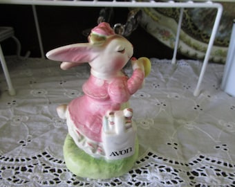Vintage Ready for an Avon day Rabbit Porcelain Figurine The Precious Moments Collection Made in Japan