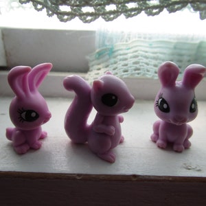 Vintage Lot of 3 Miniature Lavender Animals 2 Bunnies and a Squirrel