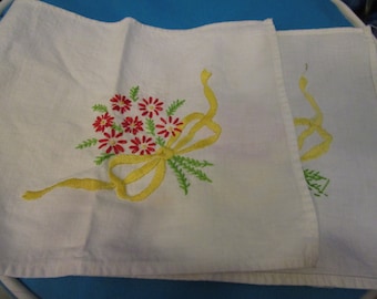 Pretty Linen Embroidered Little Table Runner 7.5 inch x 21 inch