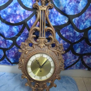 Mid Century Shabby Chic look XLG Wall Clock Syroco 8 Day Jeweled Syroco Wood Syracuse 0rnamental Co Inc Syracuse NY