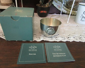 Vintage Kirk Stieff Pewter Christmas Collection 90’s reproductions of The Authentic Jefferson Cup with Orig Box and Papers