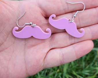 Markiplier Pink Mustache Earrings