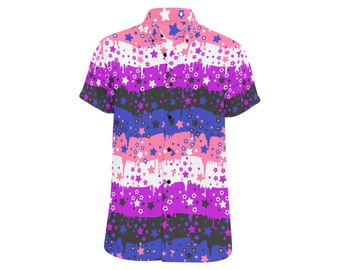 Genderfluid Star Drip Pride Button-Up (Made-to-Order)