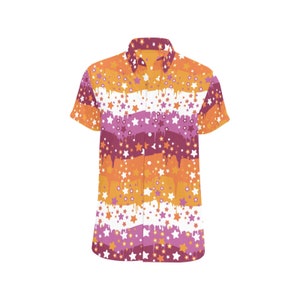Lesbian Star Drip Pride Button-Up (Made-to-Order)