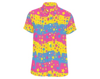 Pansexual Star Drip Pride Button-Up (Made-to-Order)