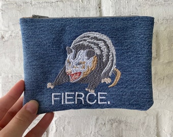 Possum Embroidered Zipper Pouch