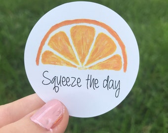 Squeeze the day Orange sticker