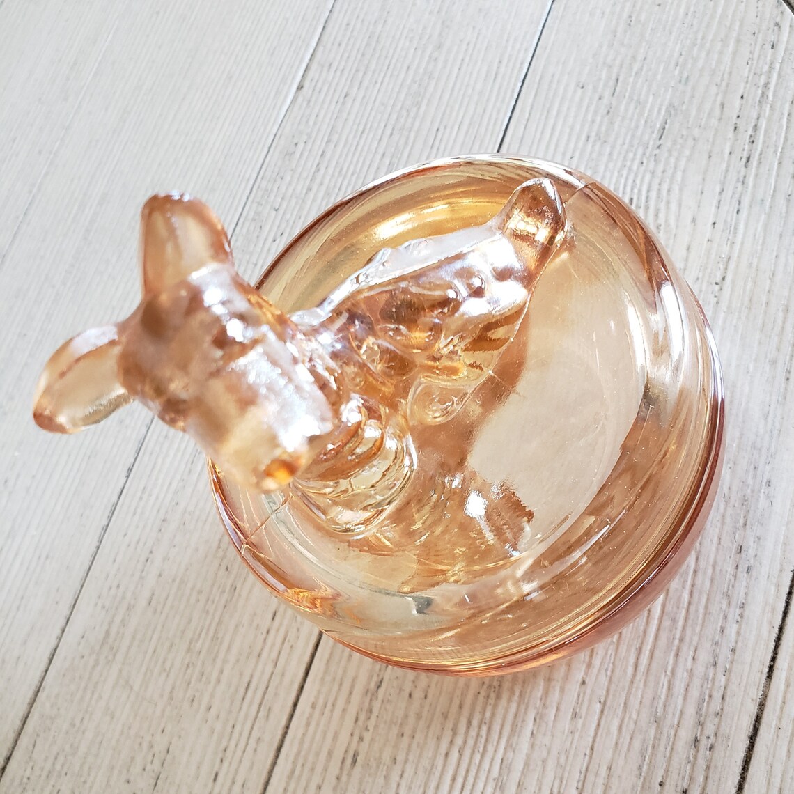 Vintage Carnival Glass Scottie Dog Jar w couvercle Etsy