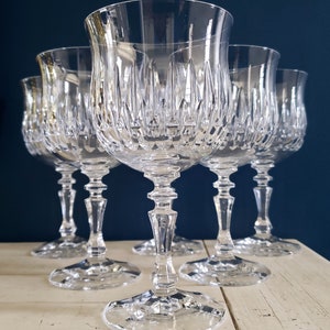 6 Wine Water Goblets Desiree by SCHOTT-ZWIESE 1984 Pristine Crystal Tulip Bowl