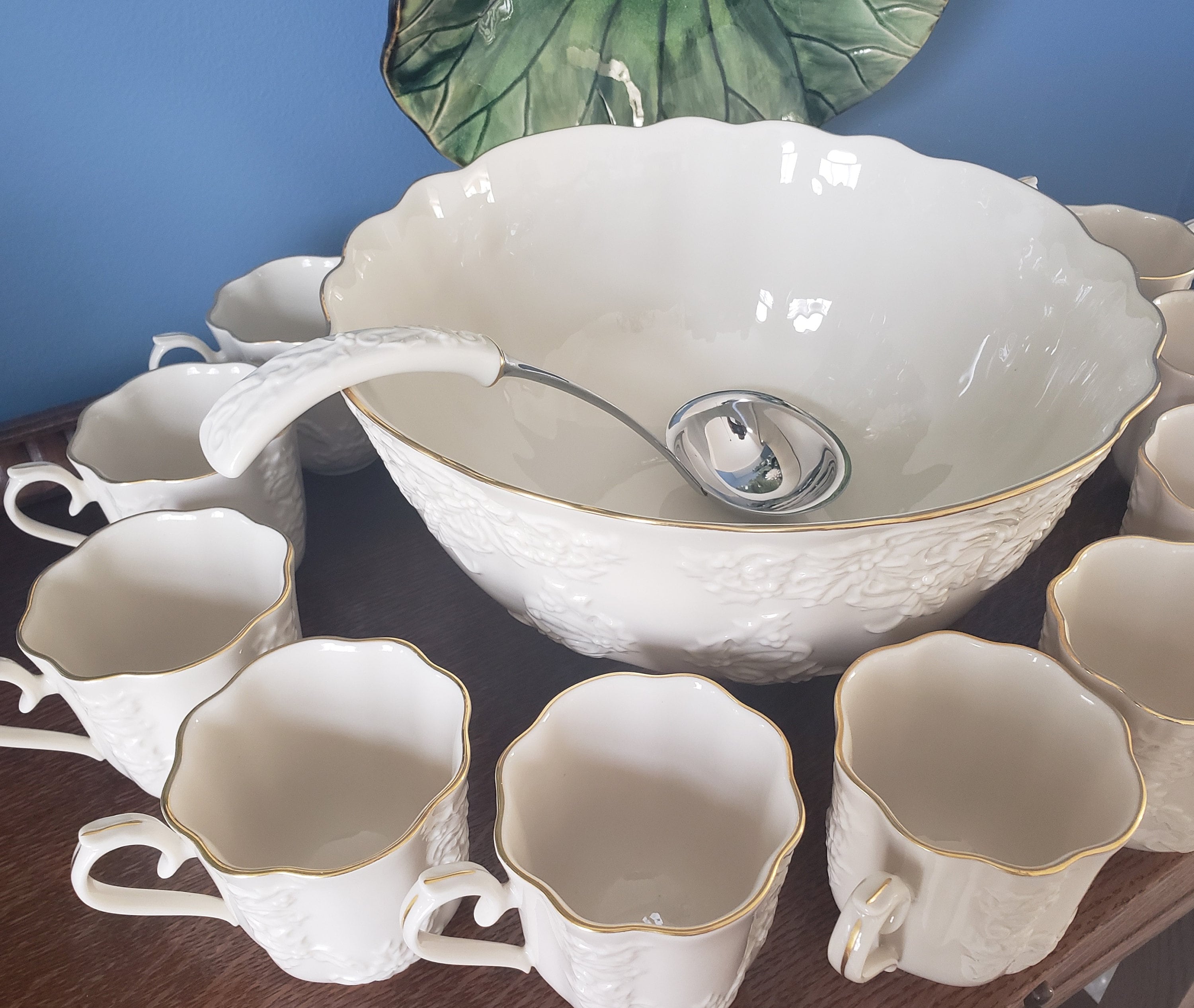 Lenox Holiday Hostess Collection XL Punch Bowl Ladle 12 mugs Etsy