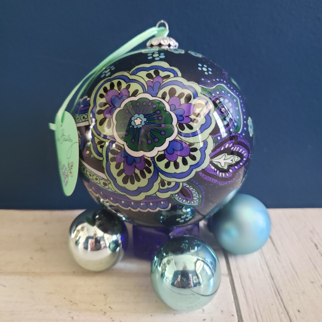 vera-bradley-blue-rhapsody-christmas-glass-ornament-excellent-etsy
