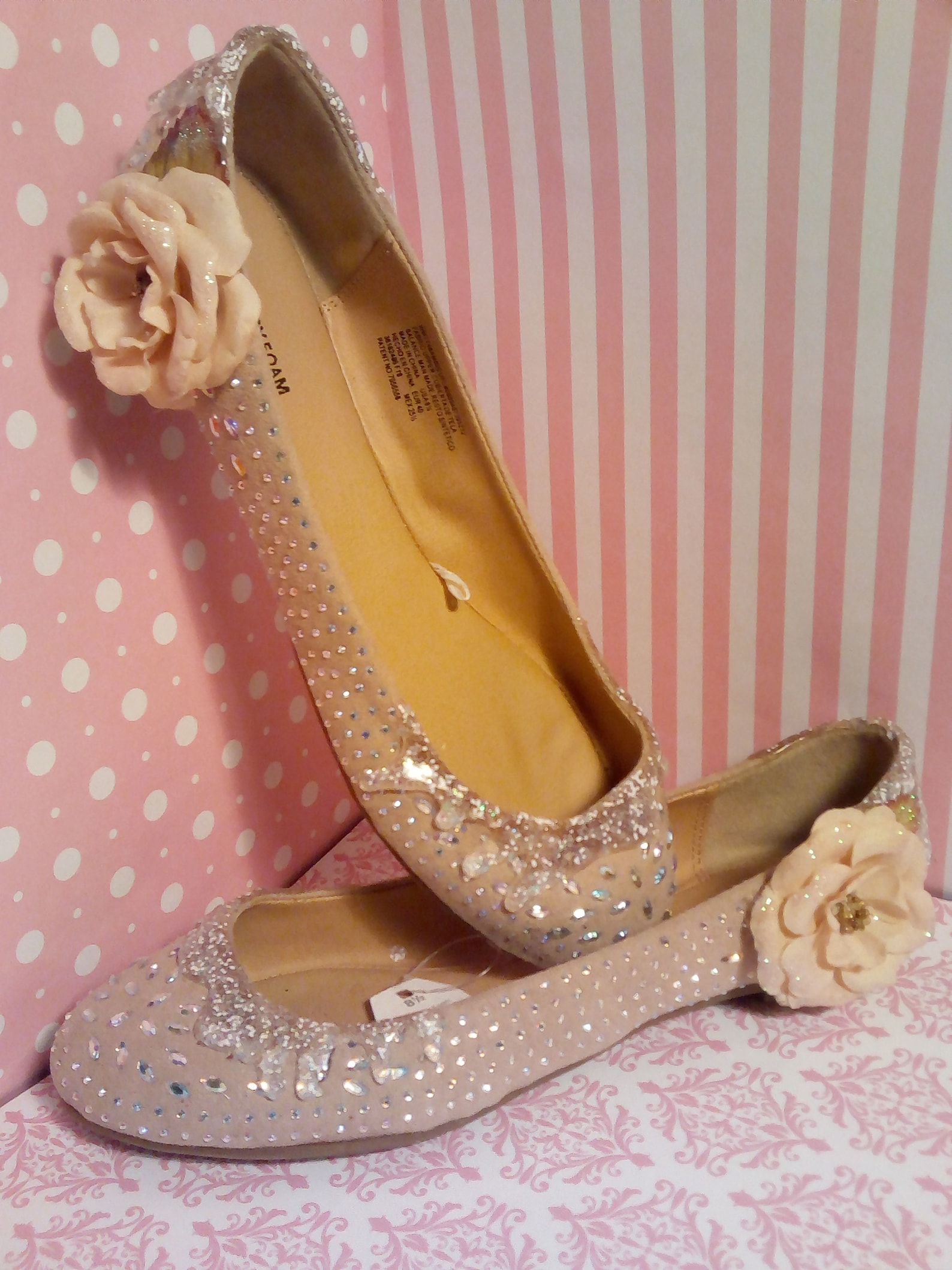 ice cream shoes beige flower ballet flats,valentine's day,champagne cake shoes,cake shoes,canvas shoes,glitter shoes,crystal