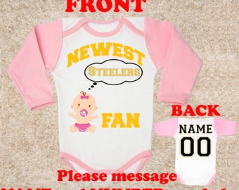 plus récent fan des Steelers PINK Chiefs bébé corps personnalisé personnalisé NOM NUMÉRO vêtements enfants enfant en bas âge football bébé body