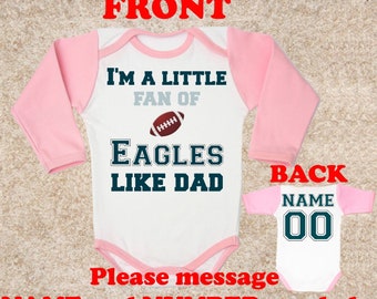 Je suis un fan comme DAD Eagles papa personnalisé NOM NUMÉRO bébé body body vêtements enfants tout-petit bébé fille vêtements enfant