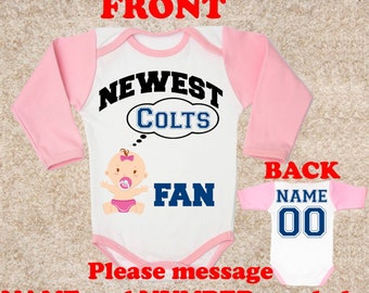 plus récent Colts fan PINK Chiefs corps bébé personnalisé personnalisé NOM NUMÉRO vêtements enfants bébé football baby body