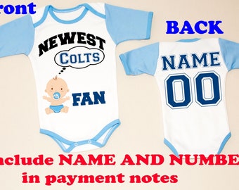 newest Colts fan BLUE baby body customized personalized NAME NUMBER clothing kids toddler football baby bodysuit