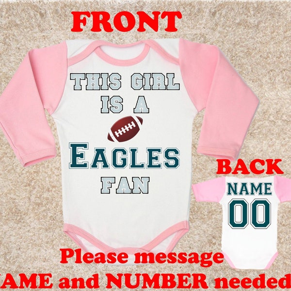 esta chica Eagles logo fan personalizado NOMBRE NÚMERO bebé cuerpo body ropa niños niños niño bebé niña ropa niño