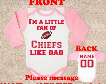 Je suis un fan comme DAD Chiefs papa personnalisé NOM NUMÉRO bébé body body vêtements enfants tout-petit bébé fille vêtements enfant