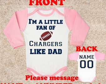 Je suis un fan comme papa Chargers papa personnalisé personnalisé NOM NUMÉRO Body bébé vêtements enfants tout-petits bébé fille vêtements enfant