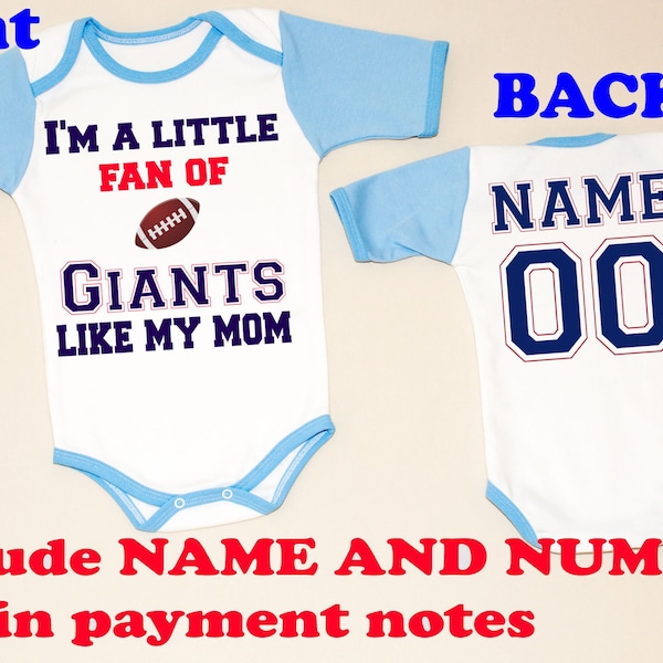 im little fan like Mom Giants mommy BLUE body baby customized personalized NAME NUMBER  clothing children toddler Boy Clothing Kid's