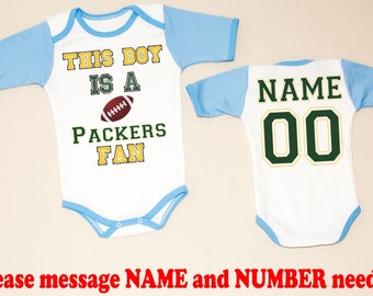 Packers this boy BLUE body baby customized personalized NAME NUMBER  bodysuit clothing kids children toddler Baby girl Clothing Kid's