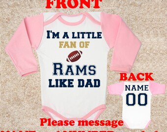 im un fan comme DAD Rams papa personnalisé personnalisé NOM NUMÉRO bébé bodysuit vêtements pour enfants enfant bébé fille Vêtements Kid