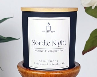 Nordic Night Soy-Blend Candle | Lavender • Eucalyptus • Pine | Minimalist Candle | Housewarming Gift For Him