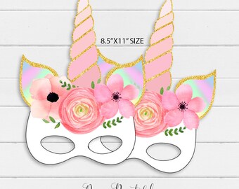 unicorn party hat printable floral unicorn hat instant etsy