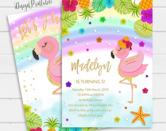 flamingo invitation etsy