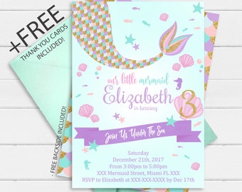 mermaid invitation etsy