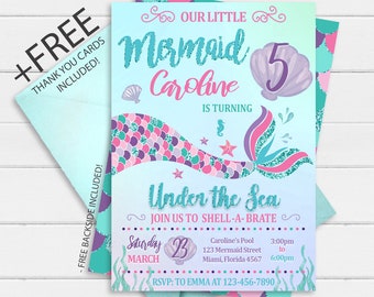 Mermaid Invitation Etsy