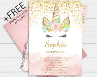 Unicorn Invitations Etsy